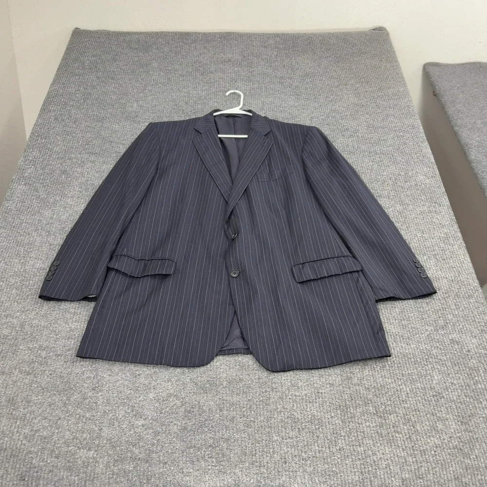 Brooks Brothers Suit Mens 48R 43W Navy Wool Pinstripe 1818 Madison Saxxon USA